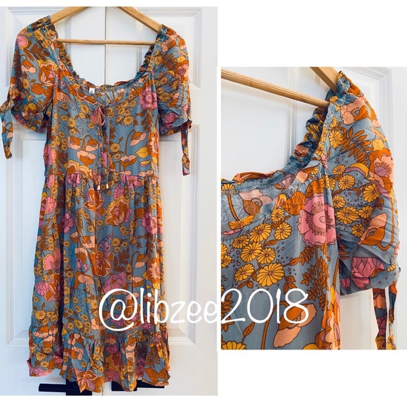 Boho Chic Floral A-Line Mini Dress NEW - Picture 12 of 15